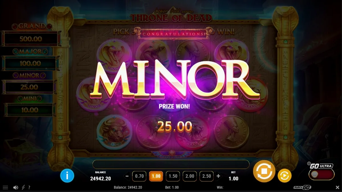 Legion Gold and the Throne of Dead slot game interface